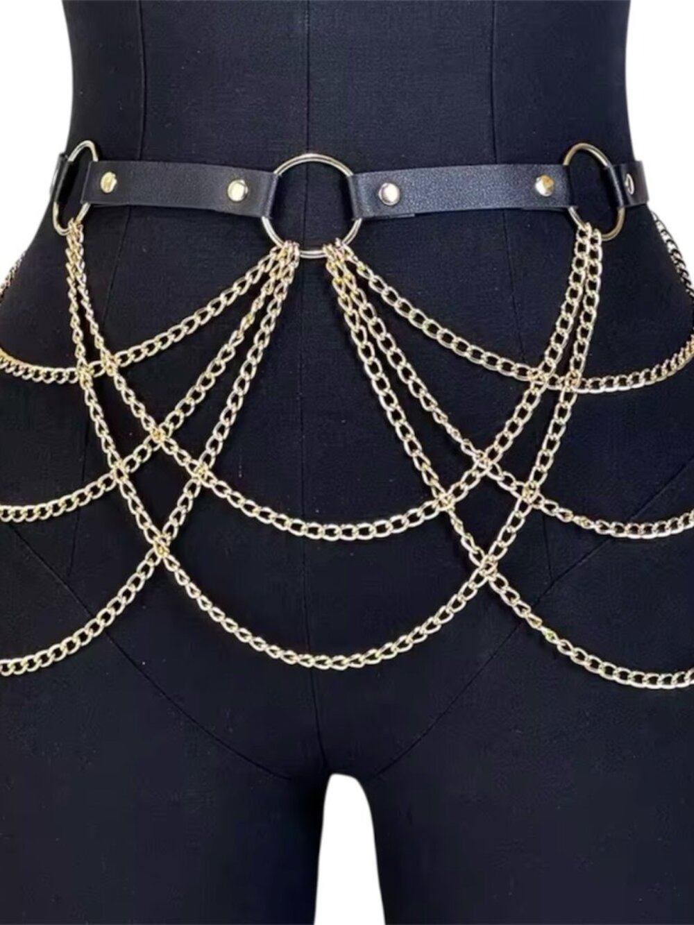Women Fashion Belt Tassel Gold Chain Street Style Chain Harness